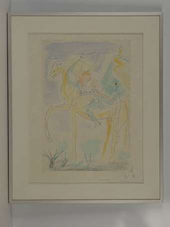 DALÍ Salvador (1904-1989). Couple à cheval. Eau 