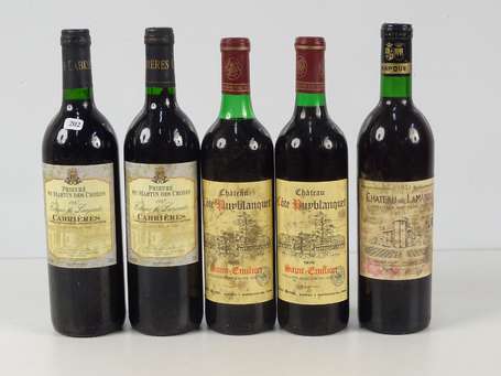 Lot de 5 bts : 2 bts Château Côte Puyblanquet 