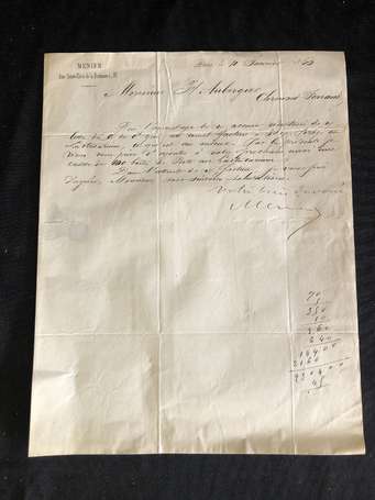 Chocolat MENIER - Courrier manuscrit et signé , 