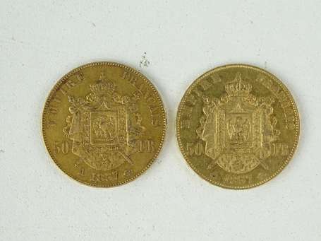 Deux pièce de 40 francs or Napoléon III tête nue 