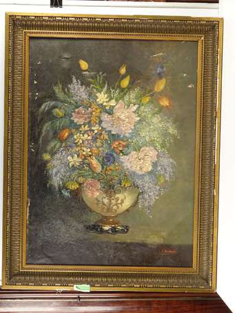 MARCHAND A. Fin XIXé Bouquet Huile sur toile 