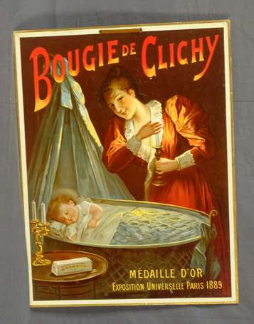 BOUGIE DE CLICHY : Panonceau lithographié. Fin du 