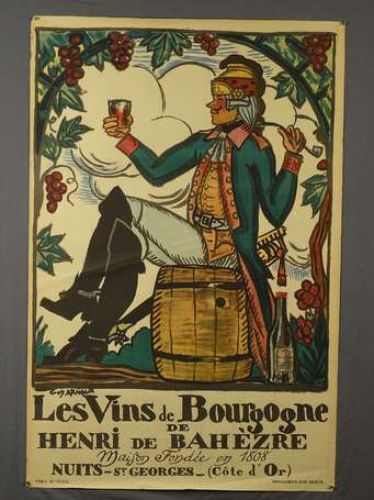 LES VINS DE BOURGOGNE Henri de Bahèzre : Affiche 