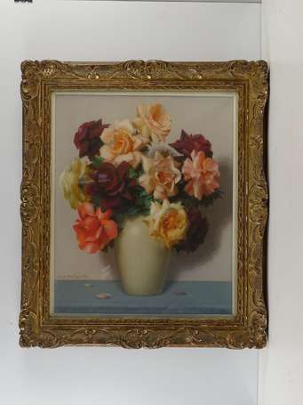 ALBERT-LAVRILLIER Gaston 1885-1958 Vase de roses. 