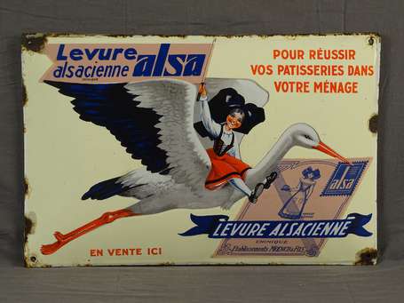 ALSA Levure Alsacienne : Plaque émaillée bombée 