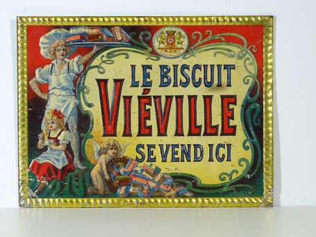 BISCUIT VIEVILLE : Tôle lithographiée embossée, 