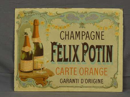 CHAMPAGNE FÉLIX POTIN : Panonceau lithographié. Ca