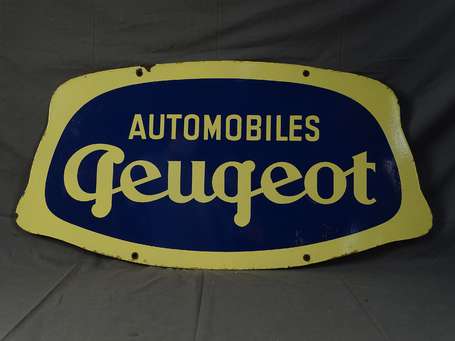 AUTOMOBILES PEUGEOT : Plaque émaillée double-face 