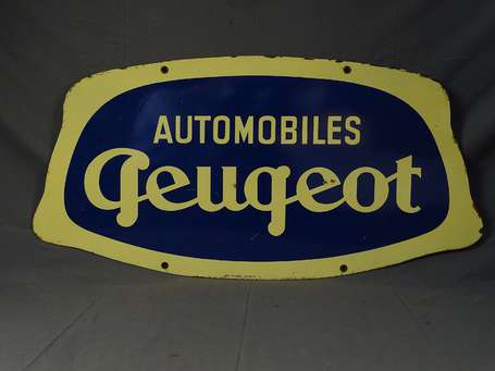AUTOMOBILES PEUGEOT : Plaque émaillée double-face 