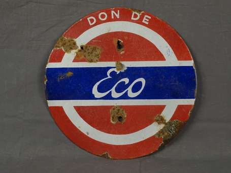 ÉCO « Don de » : Plaque émaillée circulaire. Peu 
