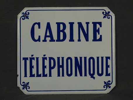 CABINE TÉLÉPHONIQUE : Plaque émaillée à pans 