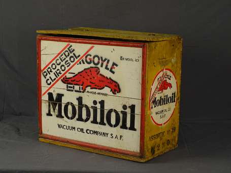 MOBILOIL : Caisse en bois peint. Couleurs très 