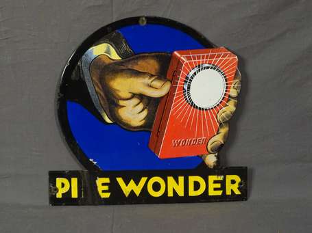 PILE WONDER : Plaque émaillée en découpe. Éclats 