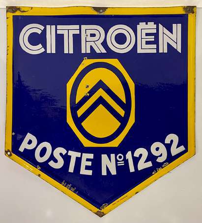 CITROËN : Plaque émaillée pentagonale. Émaillerie 