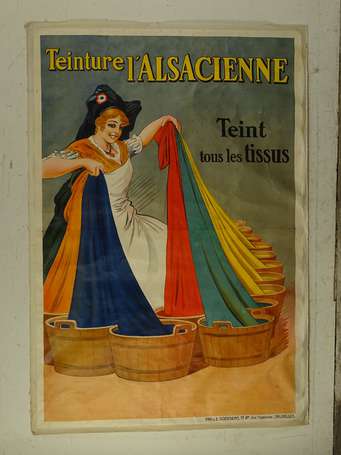 TEINTURE ALSACIENNE : Affiche lithographiée 