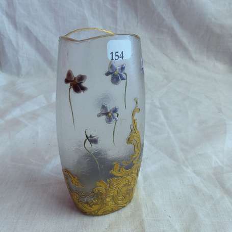 MONTJOYE Petit Vase ovoïde plat en verre givré 
