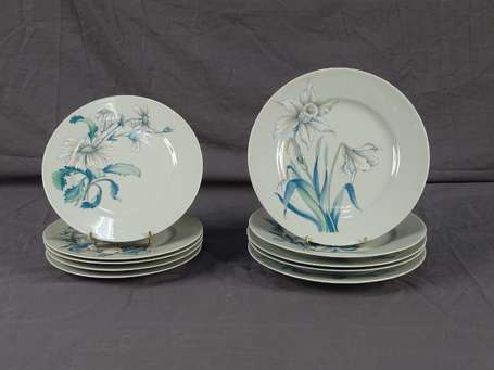 HAVILAND Modèle Floralies Cinq assiettes et cinq 