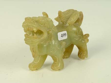 Statuette de Qilin en pierre dure céladon, les 