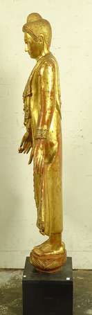 BIRMANIE Bouddha en bois sculpté doré décor en 