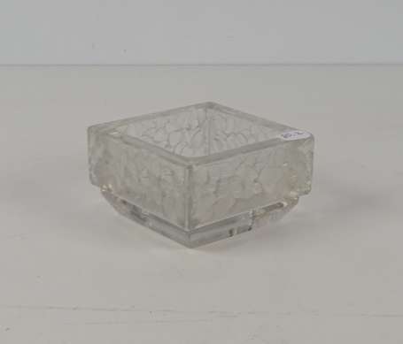 LALIQUE France Coupe carré en cristal moulé décor 