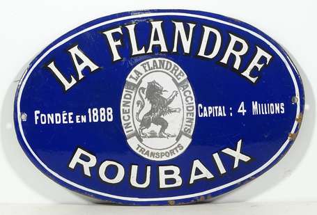 LA FLANDRE Assurances à Roubaix : Plaque émaillée 