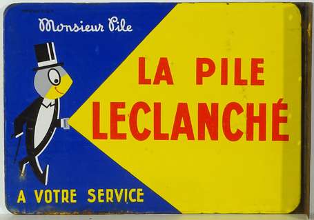 LECLANCHÉ Piles : Plaque émaillée double-face à 