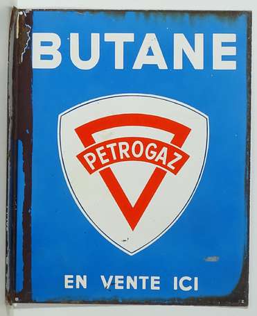 PETROGAZ « Butane » : Plaque émaillée double-face 