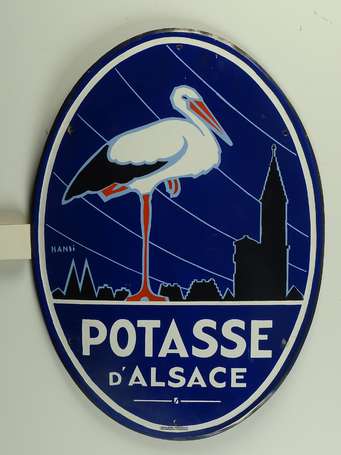 POTASSE D'ALSACE : Plaque émaillée ovale illustrée
