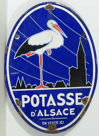 POTASSE D'ALSACE : Plaque émaillée ovale illustrée