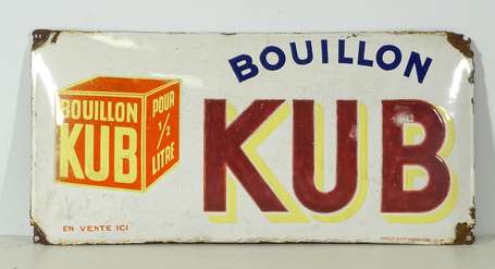 BOUILLON KUB : Bandeau émaillé bombé. Daté 1934. 
