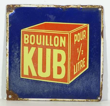 BOUILLON KUB : Plaque émaillée. Aspect « laiteux »