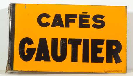 CAFÉS GAUTHIER : Plaque émaillée double-face à 
