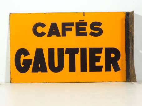 CAFÉS GAUTHIER : Plaque émaillée double-face à 