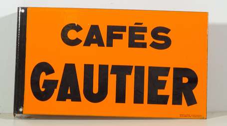 CAFÉS GAUTHIER : Plaque émaillée double-face à 