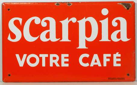 SCARPIA « Votre Café » : Plaque émaillée plate à 