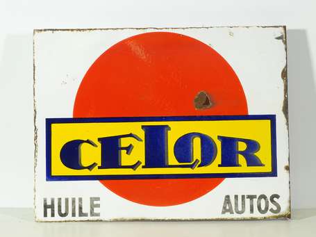 CELOR « Huile Autos » : Plaque émaillée 