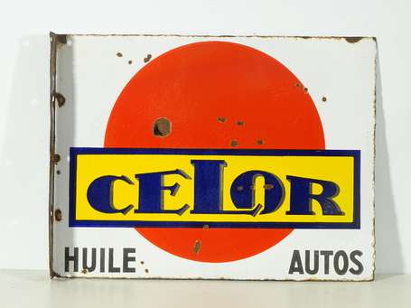 CELOR « Huile Autos » : Plaque émaillée 