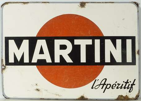 MARTINI « L'Apéritif » : Plaque émaillée plate 