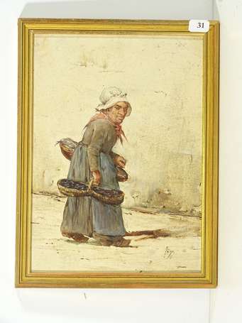 TRIGO Zenon (1850-1914) Femme aux paniers Huile 