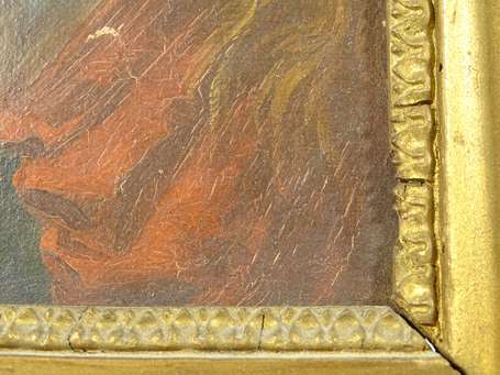 ECOLE XIXé Prière Huile sur toile. 21,5 x 13,5 cm