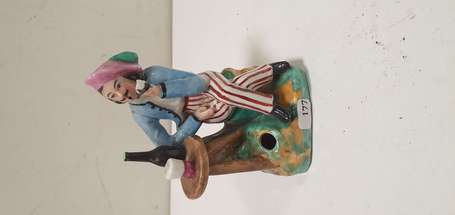 Encrier anthropomorphe en porcelaine polychrome 