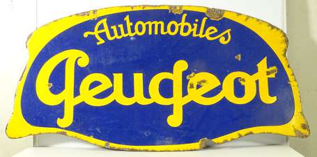 AUTOMOBILES PEUGEOT : Plaque émaillée double-face 