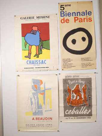 Lot de 15 affichettes d'exposition dont Beaudin à 