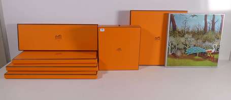 HERMES Paris - Lot de 6 boites vides orange à 