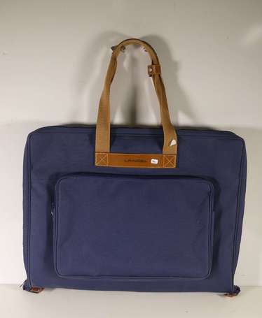 LANCEL - Porte-habit en toile marine et cuir 