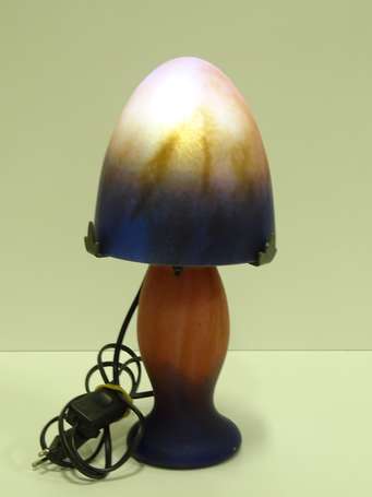 VIANNE - Lampe champignon en verre marmoréen bleu 