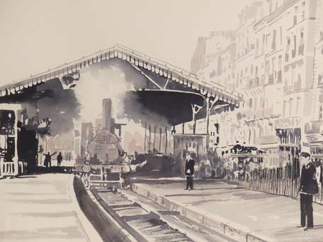 LAMARTI Xxé-XXIé La Gare de la Bourse. Aquarelle 