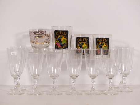 CHAVEROU-BORDEAUX : Ensemble de 9 Verres. On y 