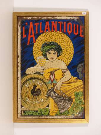 L'ATLANTIQUE / Bière du Coq : Tôle lithographiée 