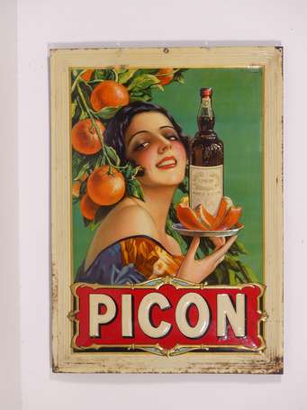 PICON : Tôle lithographiée et embossée signée 